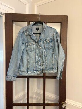 GAP Distressed Denim Jacket, Size Medium
